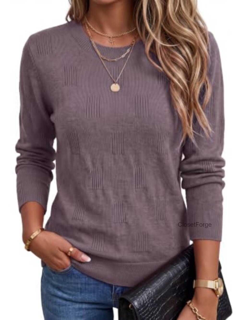 Women's Soft Knit Sweater Pullover Crew Neck Long Sleeve Fall Winter Business